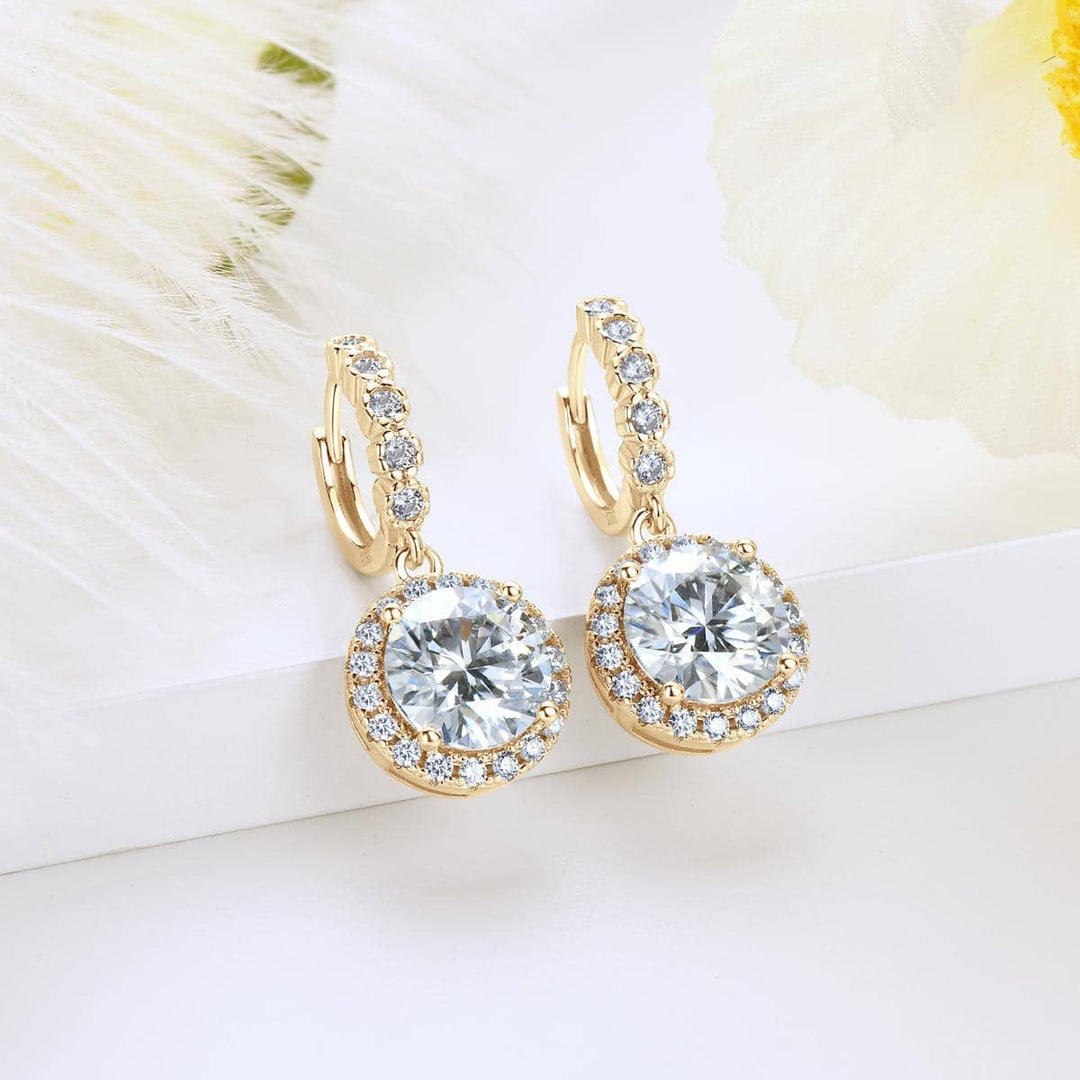 Moissanite Drop Earrings in Round Design