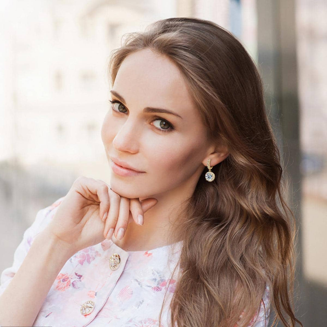 Moissanite Drop Earrings in Round Design