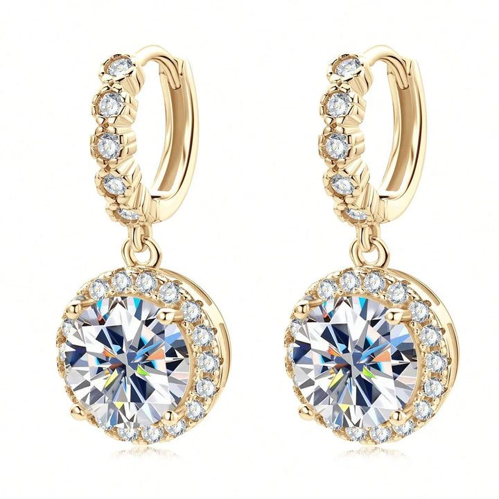 Moissanite Drop Earrings in Round Design