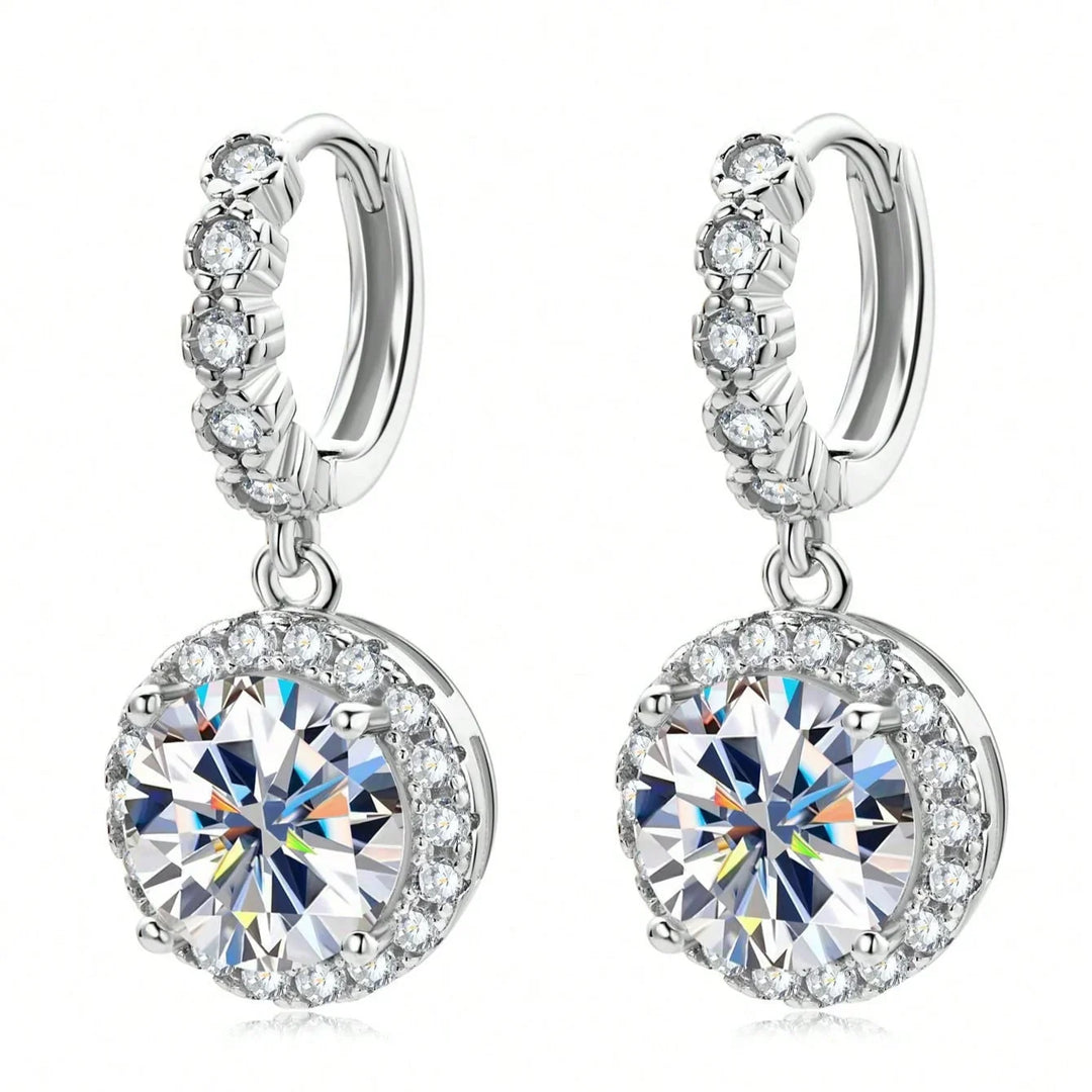 Moissanite Drop Earrings in Round Design
