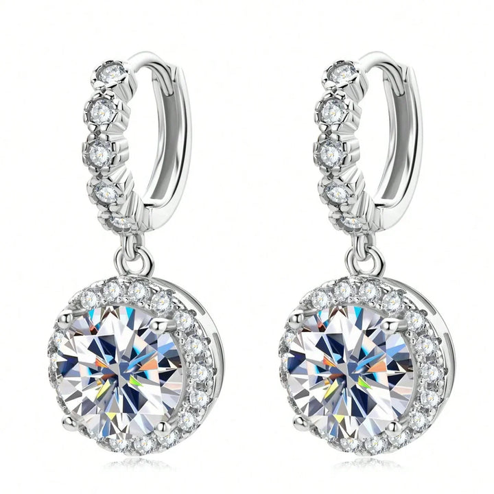 Moissanite Drop Earrings in Round Design