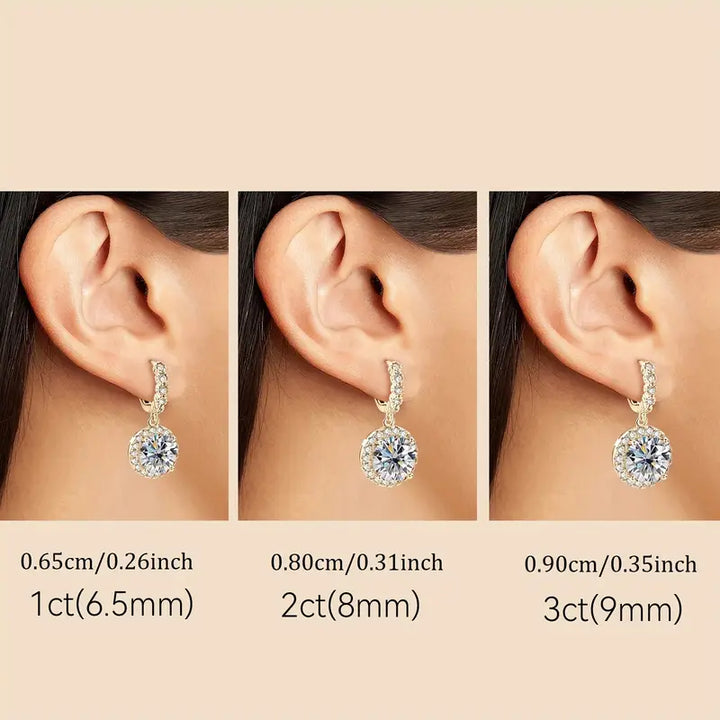 Moissanite Drop Earrings in Round Design