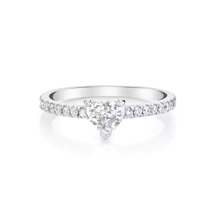 Gold Engagement Ring with Heart CZ