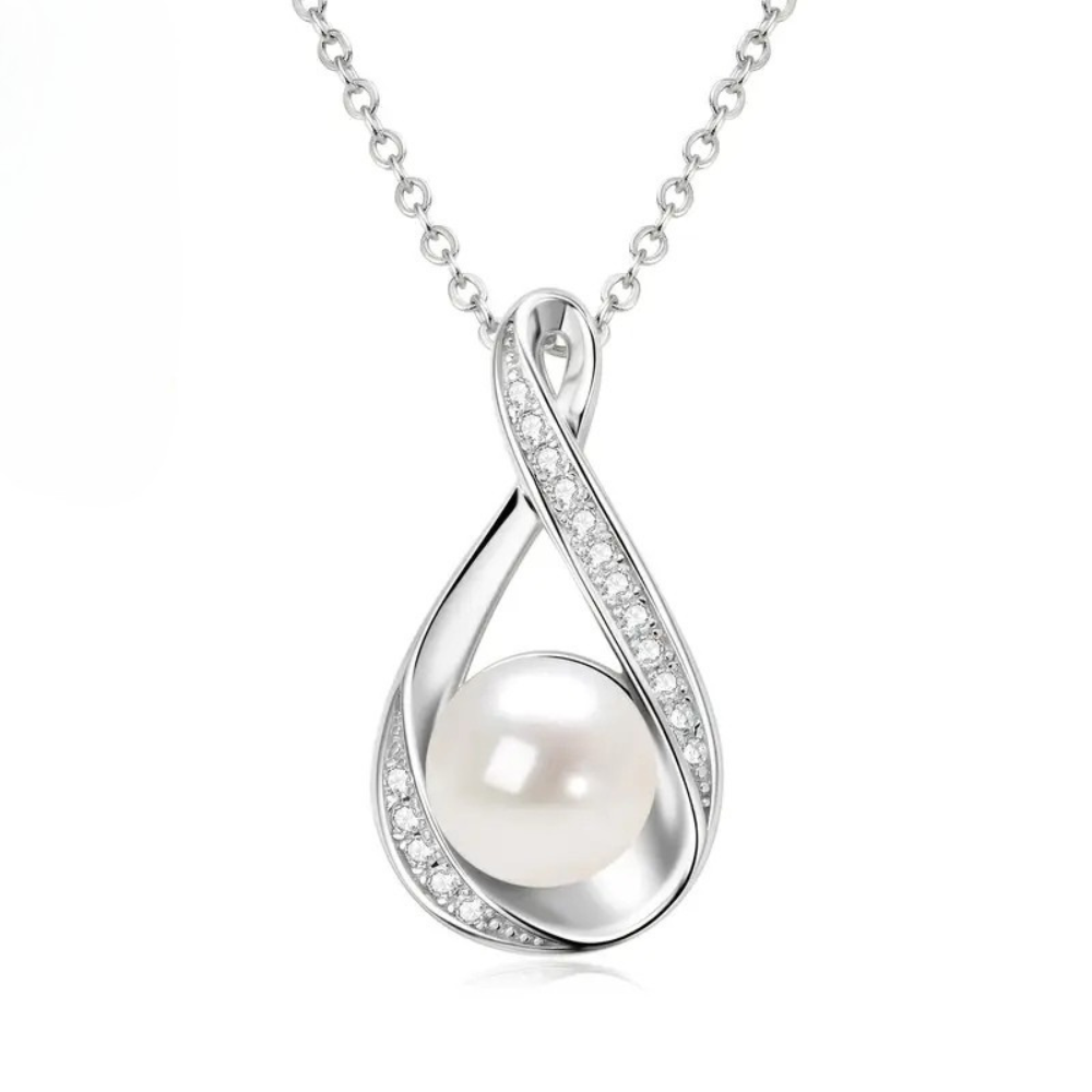 Freshwater Pearl and Gold Infinity Pendant