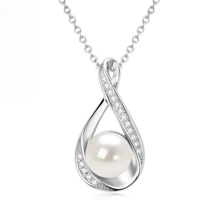Freshwater Pearl and Gold Infinity Pendant
