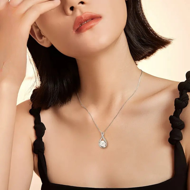 Freshwater Pearl and Gold Infinity Pendant