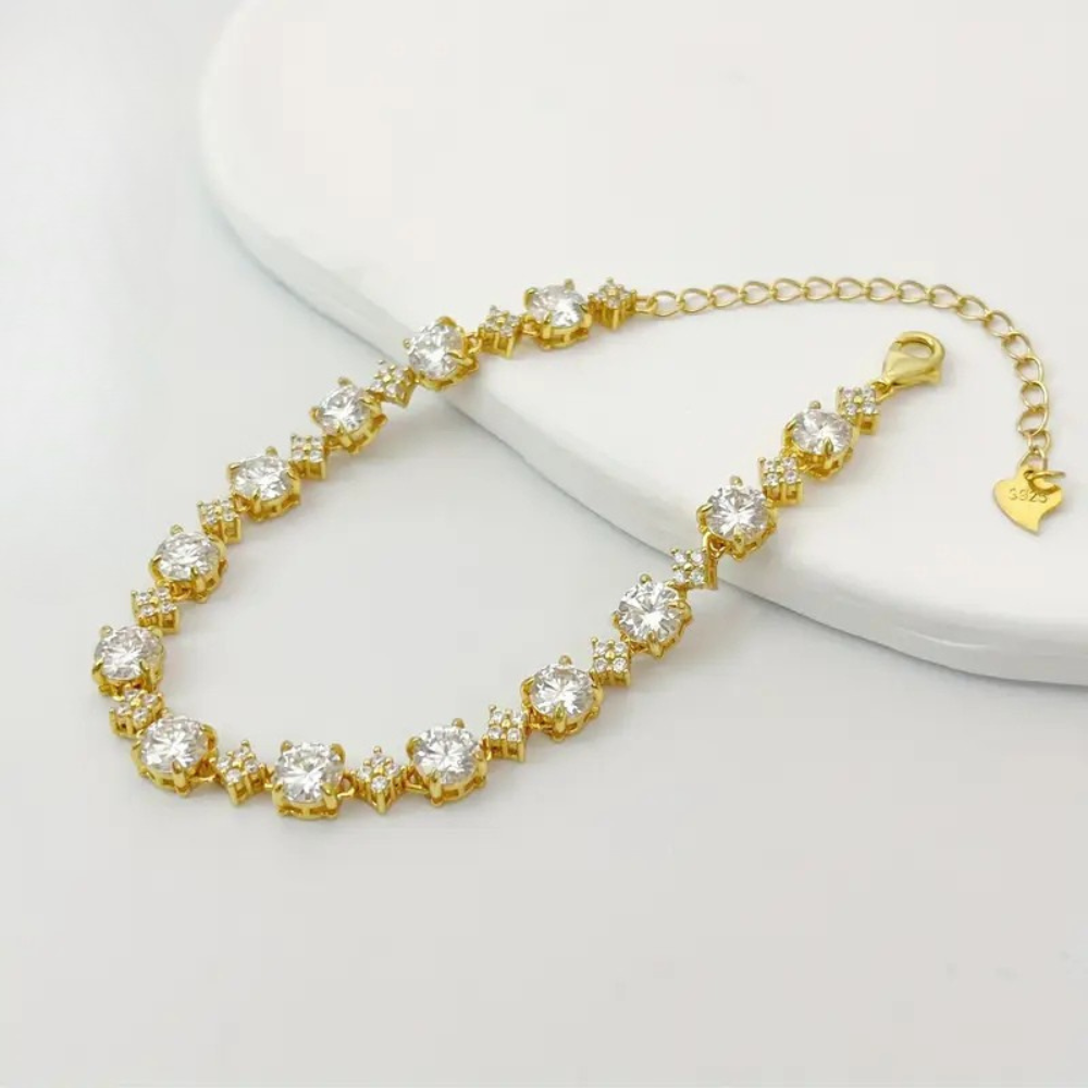 Moissanite Tennis Bracelet in Gold Plating