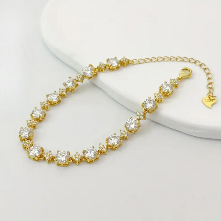 Moissanite Tennis Bracelet in Gold Plating