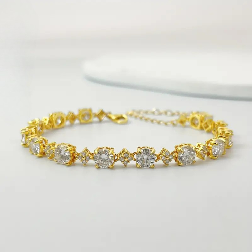 Moissanite Tennis Bracelet in Gold Plating