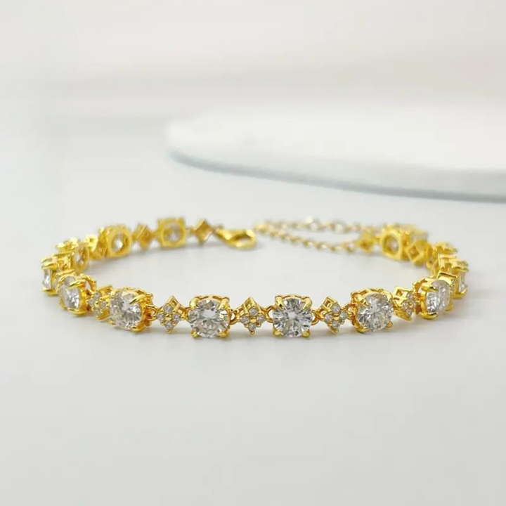 Moissanite Tennis Bracelet in Gold Plating
