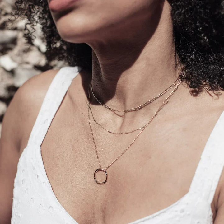 Three Row Necklace with Open Circle