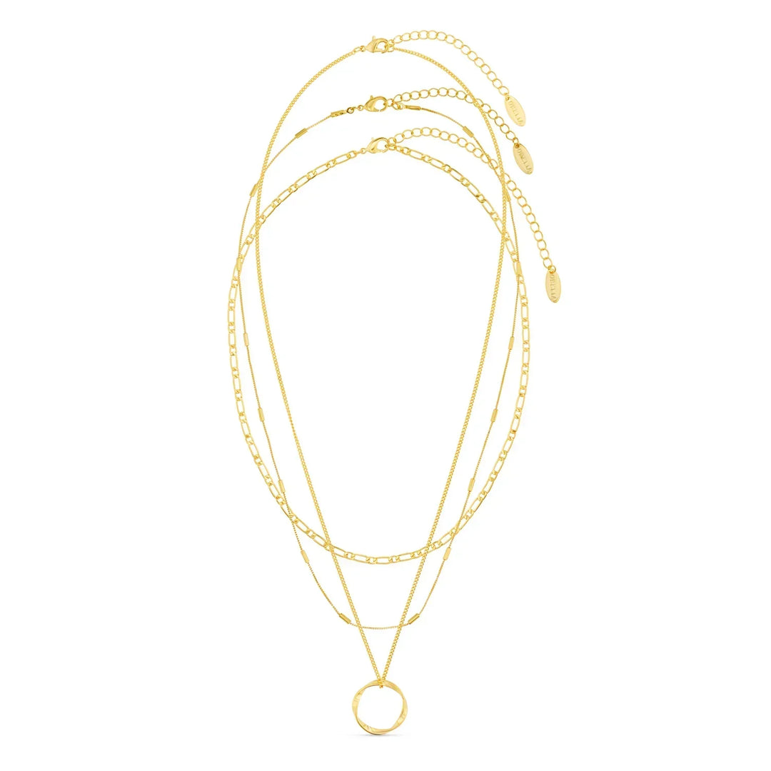 Three Row Necklace with Open Circle