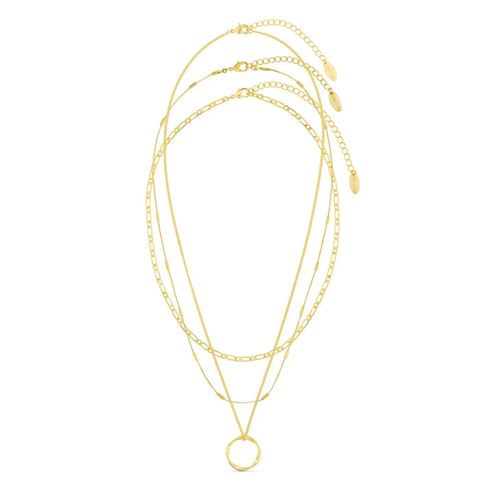 Three Row Necklace with Open Circle