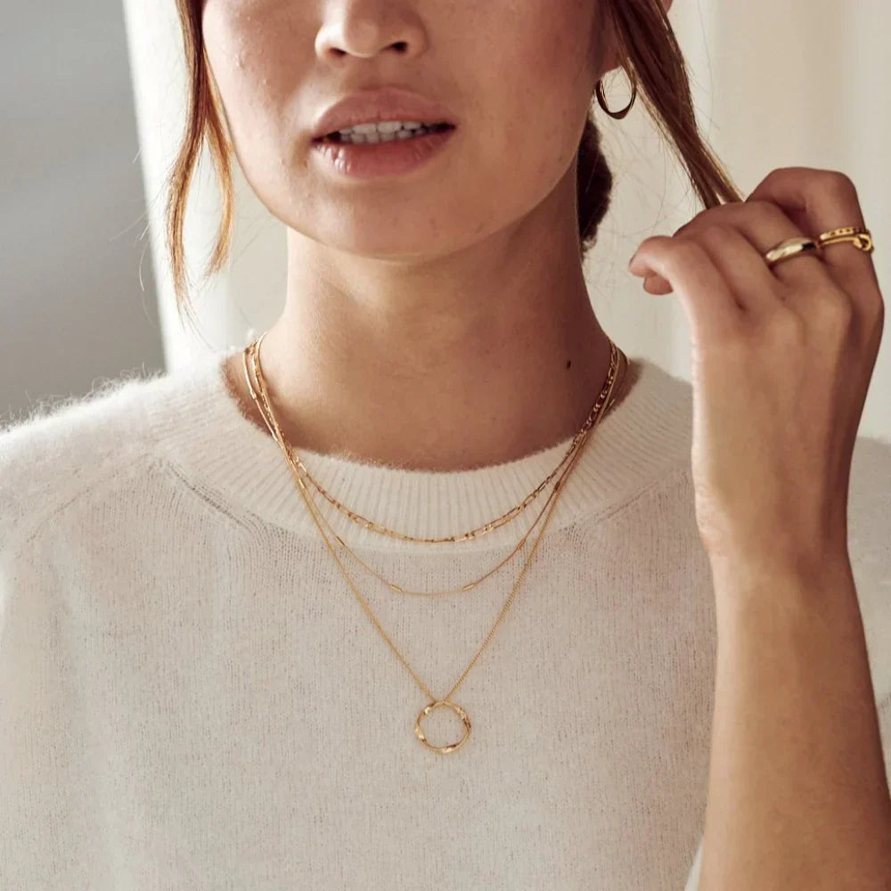 Three Row Necklace with Open Circle