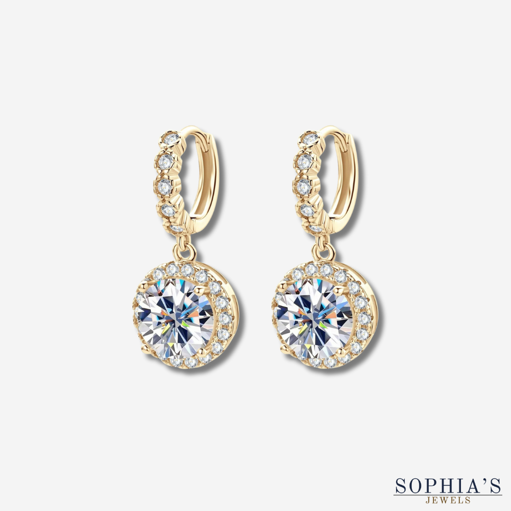 Moissanite Drop Earrings in Round Design