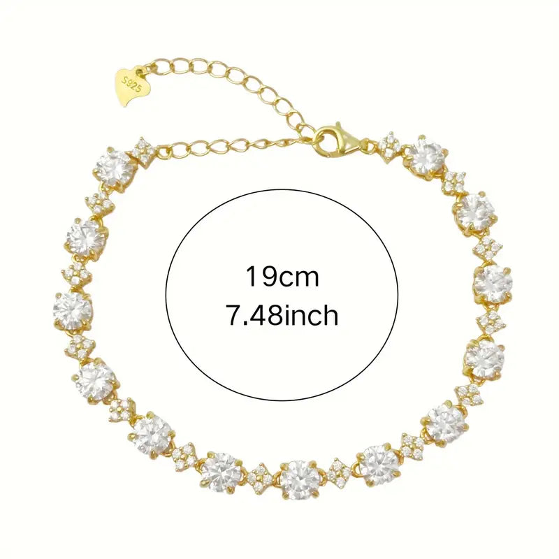 Moissanite Tennis Bracelet in Gold Plating